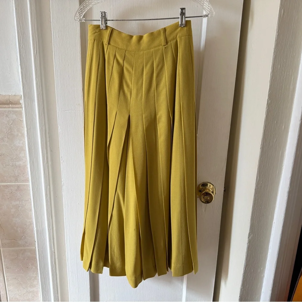 Escada Vintage Yellow Pleated Wool Pants - Picture 5 of 7